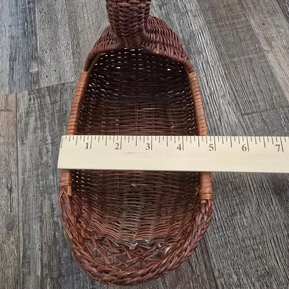 Wicker Duck Basket Wooden Beak Brown Woven Farmhouse Rustic Boho Primitive